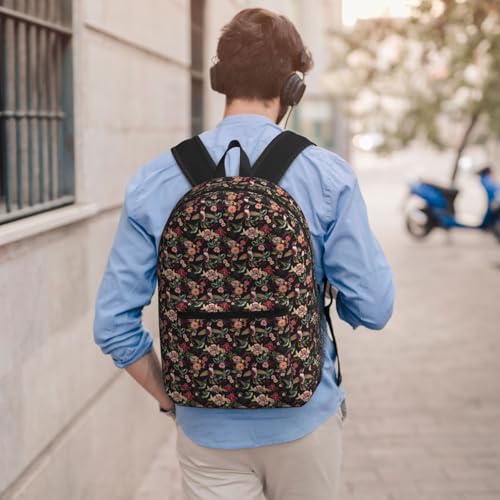 Hummingbird Flowers Fashionable Daypack 17 Inches Zippers Backpack Double Shoulder Bag for Women Men4
