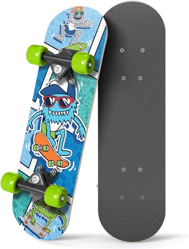Image of Rude Boyz 17 inch Micro Complete Skateboard | Maple Wood | ABEC 7 Bearings | Double Kick Concave Deck | Kids Skateboard, Ideal Toddler Cruiser Ages 2-5