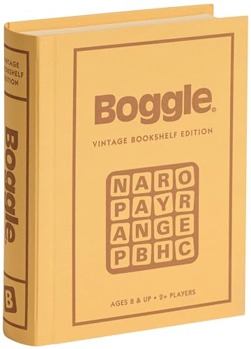 WS Game Company Boggle Vintage Bookshelf Edition, Classic Word Games, Linen-Wrapped Book Box with Retro 1976 Design, Ages 8+