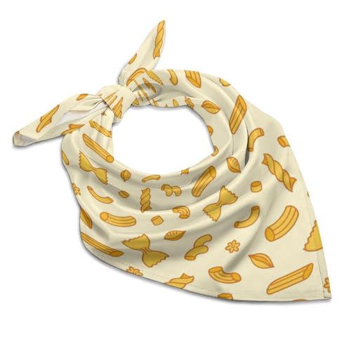 Cartoon Ramen Noodle Pattern Fashion Square Bandanas Silk Like Kerchief for Women Gift Packed