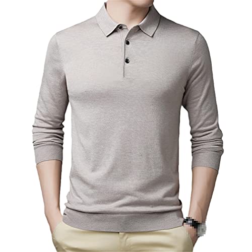 Polo manches longues laine soie homme vêtement chaud hiver haut chic décontracté couleur noir