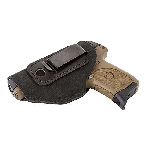 The Ultimate Suede Leather IWB Holster - Made in USA - Fits Glock 42 & 43 | Ruger LC9, LC9s | Kahr CM9, MK9, P9 | Springfield Hellcat | Sig Sauer P365 | Kimber Solo Carry and More - Black -Right Hand