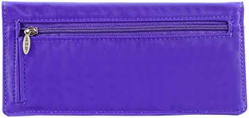 Big Skinny Women's Leather Executive Bi-Fold Checkbook Slim Wallet, Holds Up to 40 Cards, Lightweight, Purple - Image 4