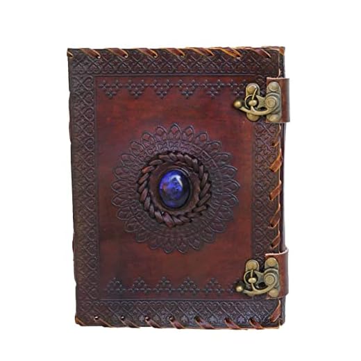 Hecha a mano, tamaño grande 8 "Piel repujada Celta Dos Cierres Azul Piedra Blank Personal diario cuaderno rellenable regalo