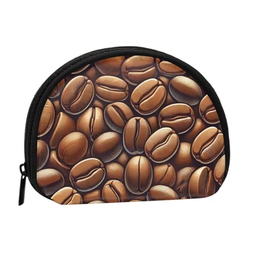Portable Coin Purse Cartoon-Coffee-Bean Mini Zippered Money Pouch Card Holder