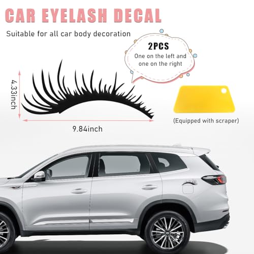 Image of Ohleats 2PCS Car Headlight Eyelash Stickers, Funny Cute Fake Eyelashes Bumper Window Decal, Waterproof Decoration Sticker for Auto Body Headlamp, Universal Exterior Car Accessories (Black)