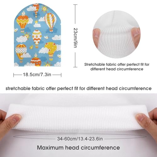 Cute Hot Air Balloon Print Kids Beanie Hat for for Girls Boys Children Cap Winter Knitted Chemo Cancer Headwear Accessories Gifts Decoration Black2