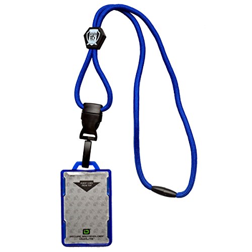 Specialist ID Heavy Duty Lanyard and Identity Stronghold 2-Card RFID Blocking Badge Holder - 2 Sided/Blocks 13.56MHz Signal - Double Sided - Secure CAC PIV TWIC Card Holder (Royal Blue)