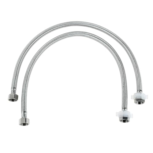 dophee 2PCS Flexible Hose Fittings, Braided Stainless Steel 1/2" FIP x 1/2" FIP Reinforced Connection Pipe, Shower Braid Inlet Tube for Water Heater Faucets Washbasin Tap Mixer Tap, 60cm/23.62"