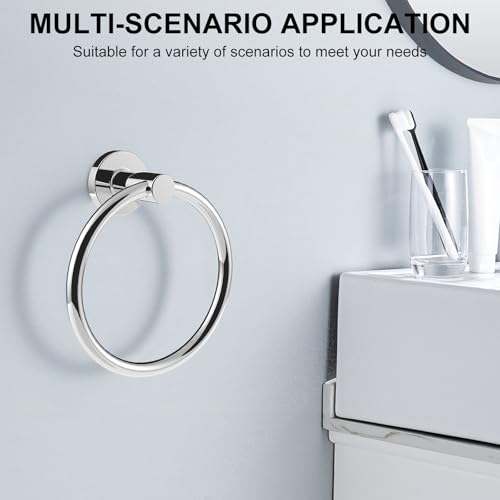 Image of SetSail Towel Holder for Bathroom Wall Stainless Steel Hand Towel Ring Heavy Duty Towel Hanger for Bathroom, Mirror Silver