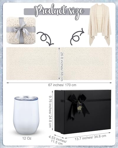 Chuarry Women Blanket Christmas Gifts Set Include 1 Soft Wrap Knit Blanket 12 oz Tumbler 1 Pair Sock with Gift Box3
