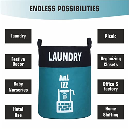 Image of 45 L Canvas Laundry Basket for Clothes & Toys (Aal Izz Well)