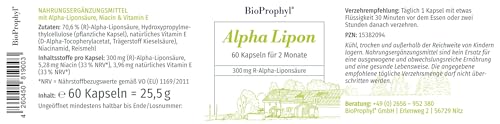 Alpha-Liponsäure BioProphyl Alpha Lipon 300 mg – Pflanzliche Kapseln