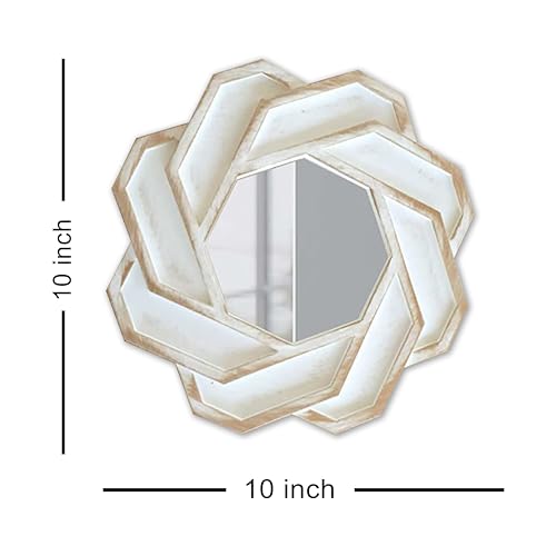 Image of Art Street Solid Framed Wall Mirrors for Home Decor Round Shape Golden Decorative Wall Mirror for Living Room Decoration (Size -10x10 Inch)