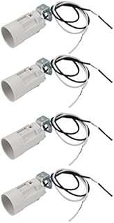 sourcingmap Lamp Socket, 111-240V 2A E14 52x23mm LED Bulb Light Holder for Floor Desk Table Lights, Plastic White, Pack of 4