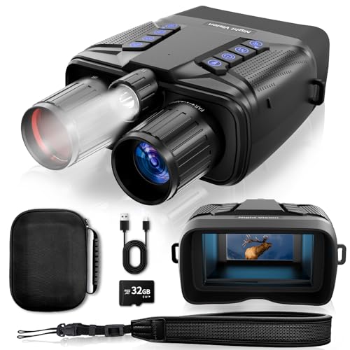 Night Vision Goggles - 4K Night Vision Binoculars for Adults, 1986FT Viewing Range Infrared with 5000mAh Battery, Includes 32GB Micro SD Card, Ideal for Camping, Hunting & Security, Black