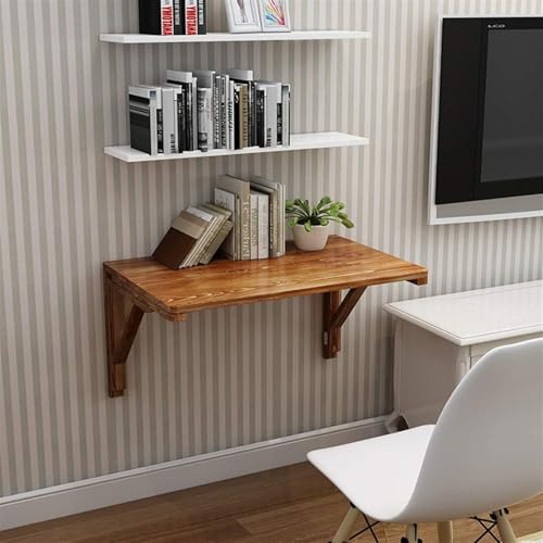 Bureau d'ordinateur compact et table pliante murale bois massif pour petit espace - 3