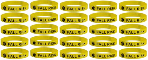FALL RISK Medical Alert ID Bracelets Wristbands (25 Pack)