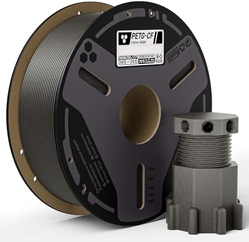 ELEGOO Carbon Fiber PETG Filament 1.75 mm Gray 1KG, High Strength & Rigidity PETG-CF 3D Printing Filament, Abrasion Resistance for Functional Parts, 1KG(2.2lbs) Spool Fits for Most FDM 3D Printers