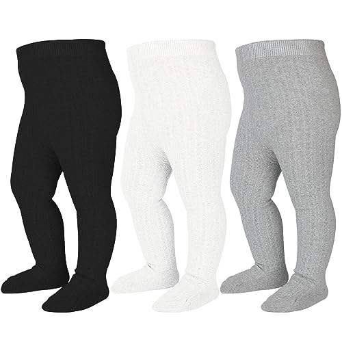 Image of Mini angel Baby Tights Cable Knit Tights Baby Leggings Seamless Cotton Stockings Pantyhose 3/4 Pack for Infants Toddlers 0-5T