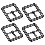 uxcell Metal Roller Buckle, 4Pcs 0.75 Inch Single Prong Belt Buckle Square Center Bar Buckles for Leather Craft Accessories Belt, Black