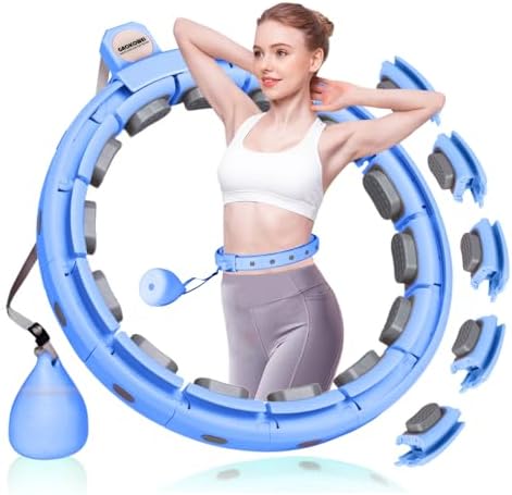 Smart Silent Weighted Hula Circle for Adults - Adjustable 30-50 Inch Exercise Hoop for Women's Weight Loss & Workout - Detachable Fitness Ring with Massage Balls, Belly Fat Burner Equipment