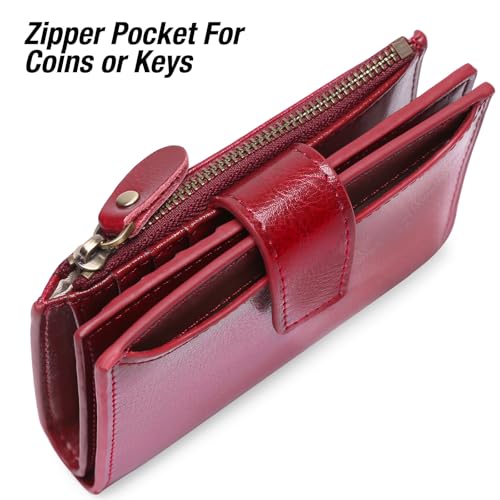 Wallets for Women Genuine Leather Wallets Credit Card Holder with RFID Blocking Large Capacity (Prink)3