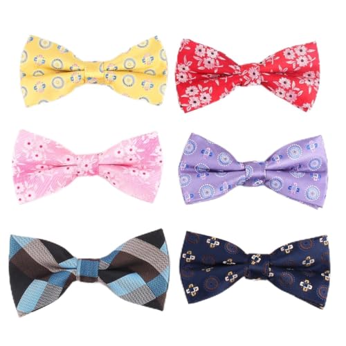 Image of Adjustable Pre-tied bow ties for Men Boys 6 PACKS Bowtie Set Wedding Gifts
