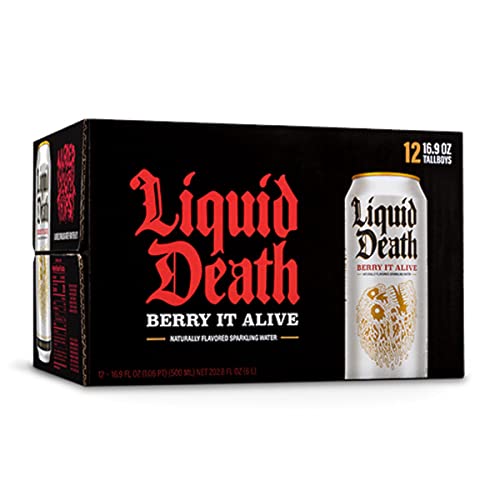 Liquid Death Flavored Sparkling Water With Agave, Berry It Alive, 16.9 Oz Tallboys (12-Pack) #TOP2