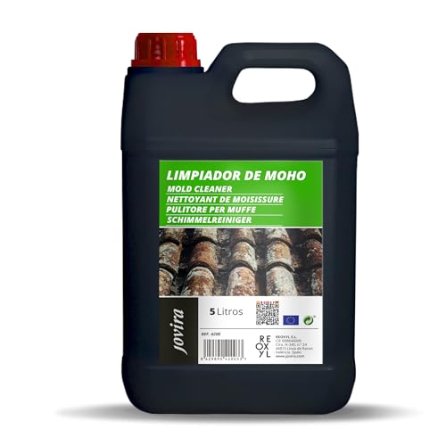 JOVIRA PINTURAS Limpiador de Moho. Elimina el Moho. Eficaz para manchas de microorganismos en terrazas, tejados, paredes, muros, jardín. (5 Litros) D-13