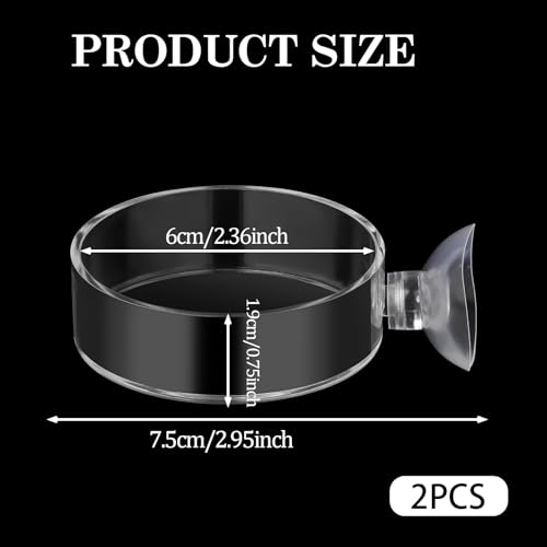 Image of 2Pcs Aquarium Shrimp Feeder Dish with Suction 75mm Round Clear Fish Tank Food Tray Container Glass Fish Tank Feeding Bowls for Aquarium Tanks Feeding Tray