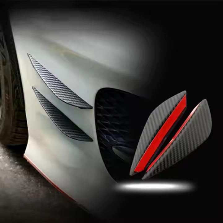 Image of AutoBizarre Car Front Bumper Lip Splitter Fins Carbon Fiber Rubber Rear Diffuser- Set of 4 Pcs Bumper Knife