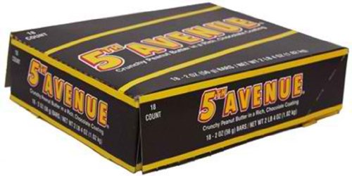 5TH AVENUE Crunchy Peanut Butter and Rich Chocolate King Size Candy, 3.4 oz Bar