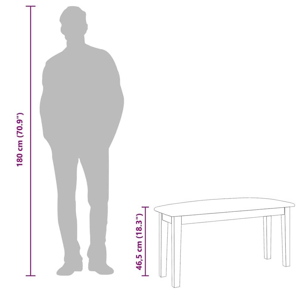 Banc 90 cm bois massif caoutchouc