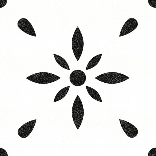 HOMETITUTE 10PCS 12x12 Inch Black and White Floral Peel and