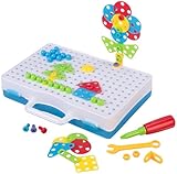 Playtastic Mosaik-Steckspiel Kinder: Mosaik-Steckspiel mit elektrischer Bohrmaschine, inklusive...