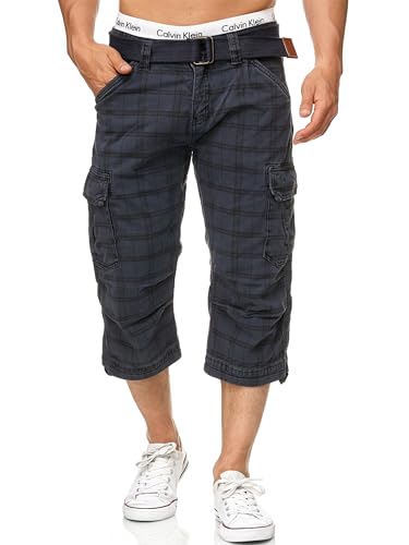 Indicode Herren Nicolas Check 3/4 Cargo Shorts - Bequeme und vielseitige Herrenshorts für entspannte Alltagslooks
