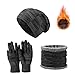 JXCTNNU Mütze Schal Handschuh Sets Wintermütze Unisex Beanie Strickmütze Winterschal Thermo Touchscreen Handschuhe Ski 3-in-1 Wintermütze Verdickung Set für Herren Damen (Schwarz)