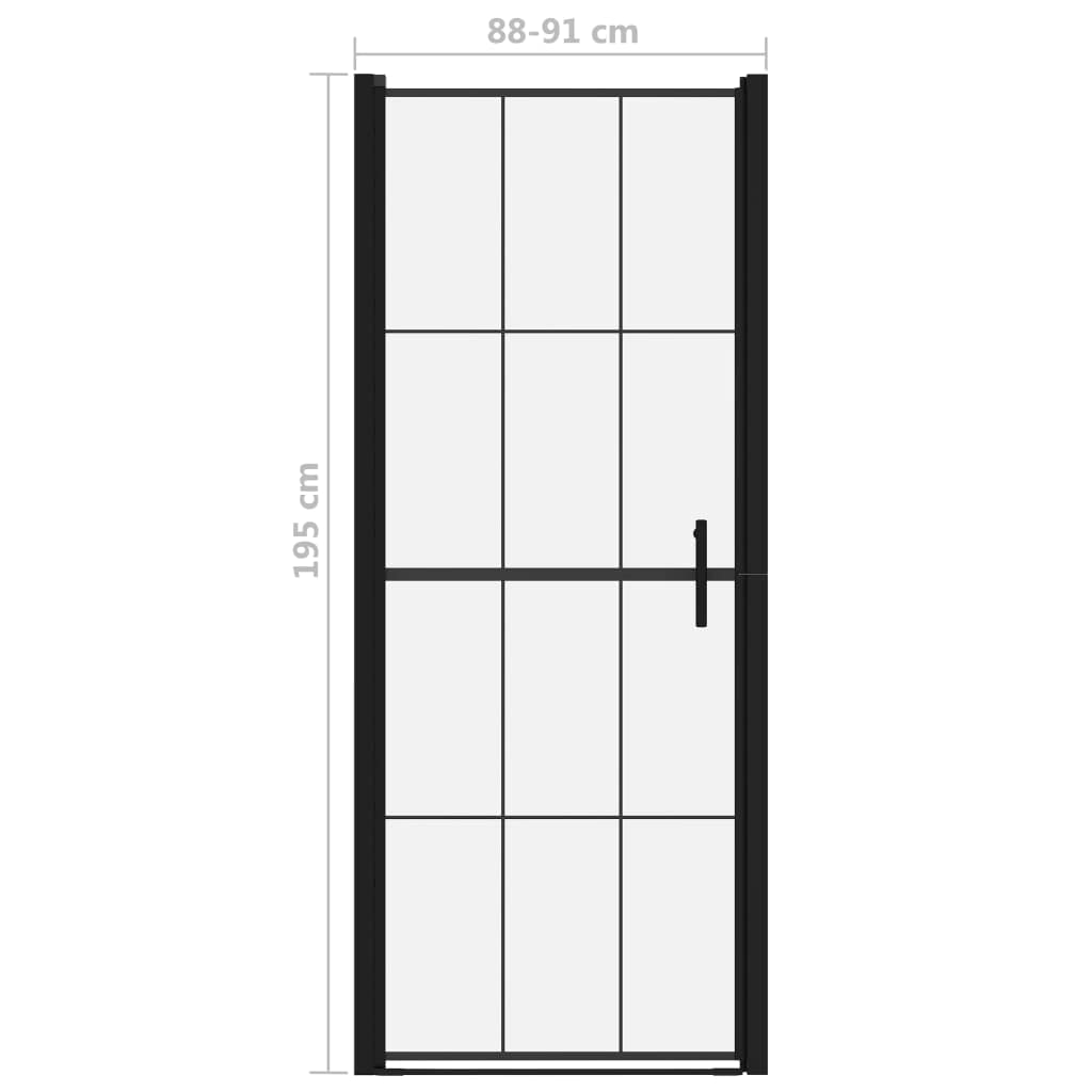 vidaXL Duschtür mit Edelstahlgriff Nischentür Pendeltür Duschkabine Schwingtür Duschabtrennung Dusche Duschwand Hartglas 91x195cm Schwarz