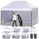 ABCCANOPY Heavy Duty Easy Pop up Canopy Tent with Sidewalls 10x15, White