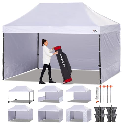 Image of ABCCANOPY Heavy Duty Instant Pop up Canopy Tent with Sidewalls10x15, Ivory White