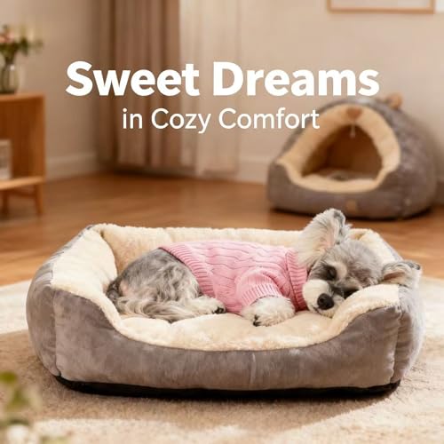 Image of Small /Medium Dog Sweater, Warm Dog Winter Coat w /Sleeves, Comfortable High Neck Premium Dog Clothes for Schnauzer-Best for Holidays, Daily Walks M Pink