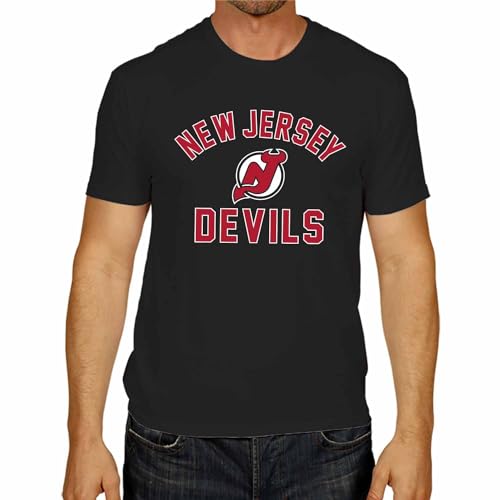 Wright & Ditson NHL Adult Game Day Unisex T-Shirt - 100% Cotton - Tagless Hockey Tee - Short Sleeve - Comfortable and Lightweight (New Jersey Devils - Black, X-Large)