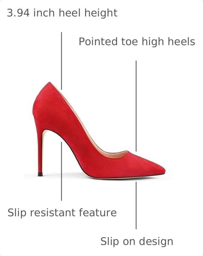 Image of COLETER Women's 4 Inch Pumps Pointy Toe Wedding Dress Shoes Slip on Stiletto Pumps