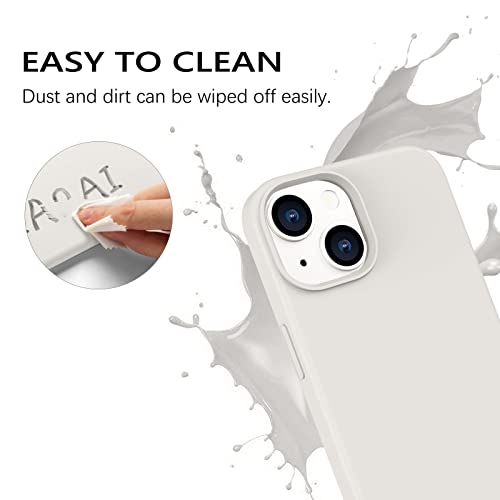 YINLAI iPhone 14 Hülle Silikon,Handyhülle , Slim Case Cover Liquid Silikon Gel Matte 3-Schicht Struktur Fallschutz rutschfeste Kratzfest HandyHülle für iPhone 14 6,1 Zoll,Beige Creme – Bild 3