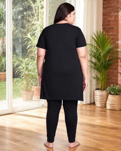 Image of In Love Women's Printed Cotton Plus Size Longline T-Shirt with Pockets | Cotton fabric - soft longline T-shirt with easy plus-size fit