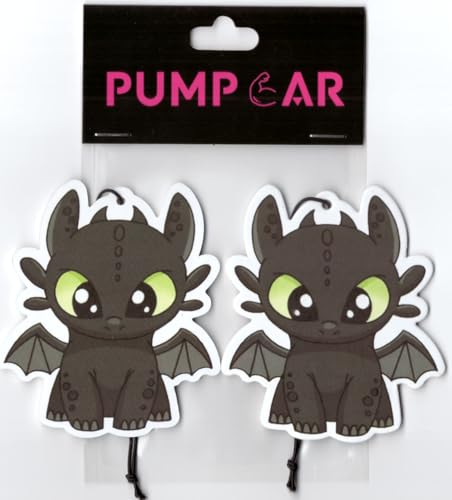 Image of PumpCar 2 pieces toothless double-sided hanging cartoon cherry-scented funny car air freshener Cool hanging for rearview mirror Interior Accessories Gifts