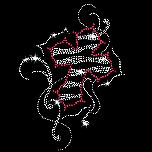 Cross Black & Pink Swirl Christian Faith Sparkly Bling Iron-on Rhinestone Crystal T-Shirt Transfer by JCS Rhinestones