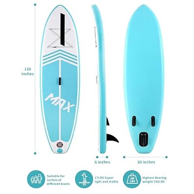 Inflatable Paddle Board Stand Up Paddle Board 10'6 x32 x6 Sup Board with Durable SUP Accessories and Carry Bag Adjustable Paddle Non-Slip Deck Pump for Youth Adult