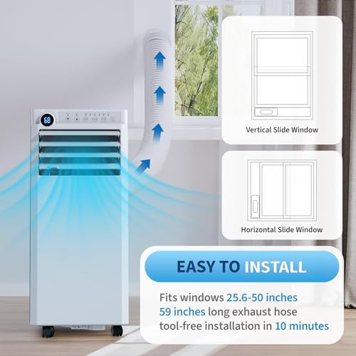 Portable Air Conditioner, 10000 BTU Small Portable AC Unit for Rooms to 450 Sq. Ft. with Cooling, Dehumidifier & Fan Mode, Remote Control, LED Display, 24H Timer, Window Kit, for Bedroom, Office, Dorm by Garvee - Used condition - Image 8